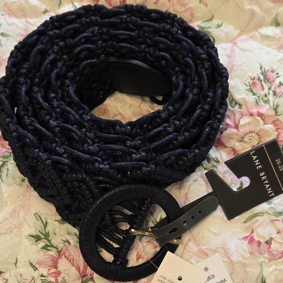 Lane Bryant Accessories - Lane Bryant Macrame Navy Blue Belt